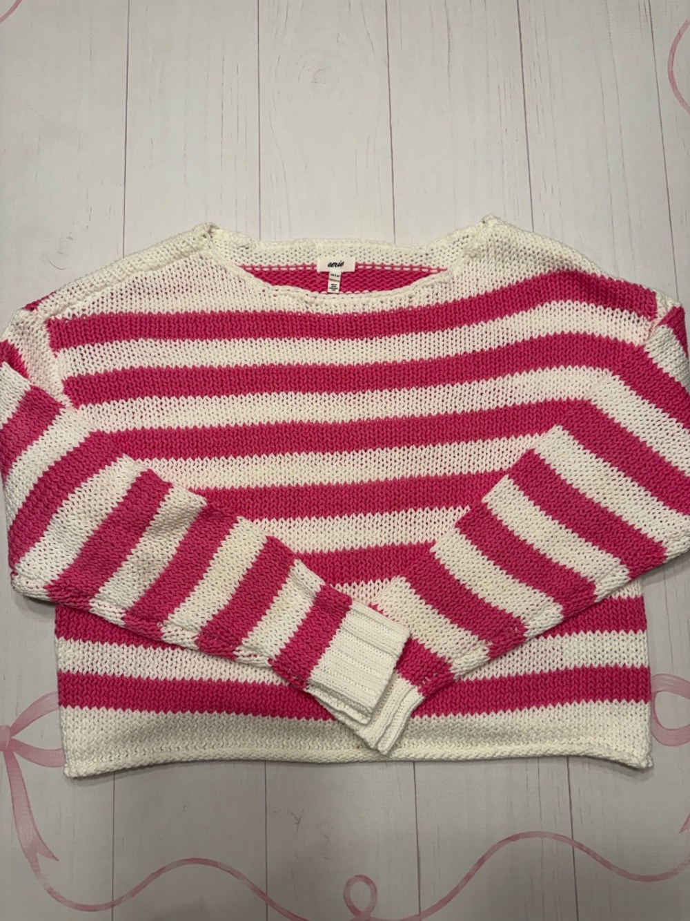 Aerie Pink and White Stripe Sweater Size XS
